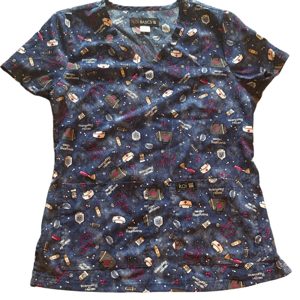 Koi Basics Everyday Heroes Scrub Top XXS Navy Blue